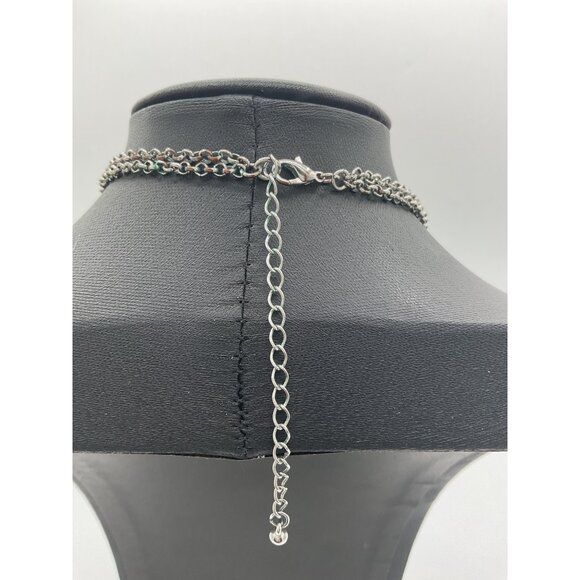 Mother-Of-Pearl Shell Disc Statement Necklace With Metal Chain - Picture 3 of 4